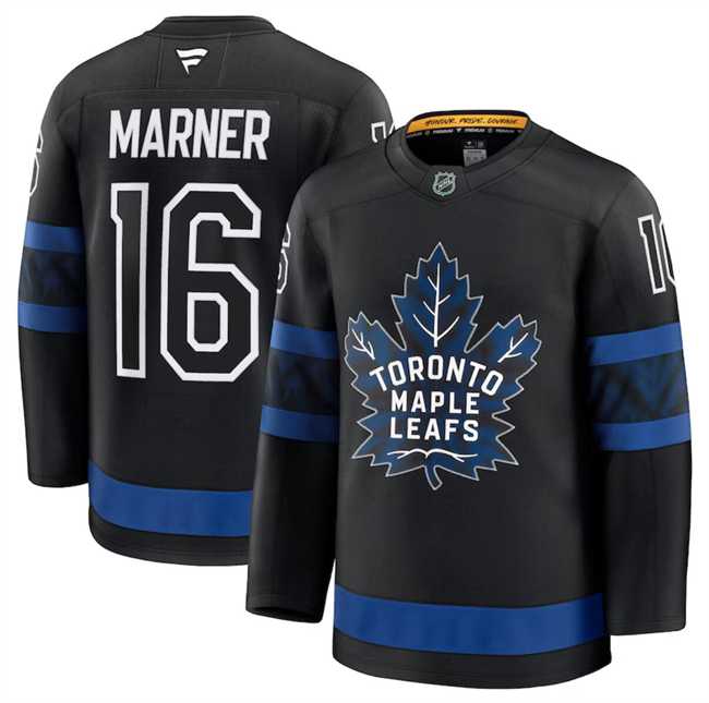 Men%27s Toronto Maple Leafs #16 Mitchell Marner Black 2024-25 Alternate Stitched Hockey Jersey Dzhi